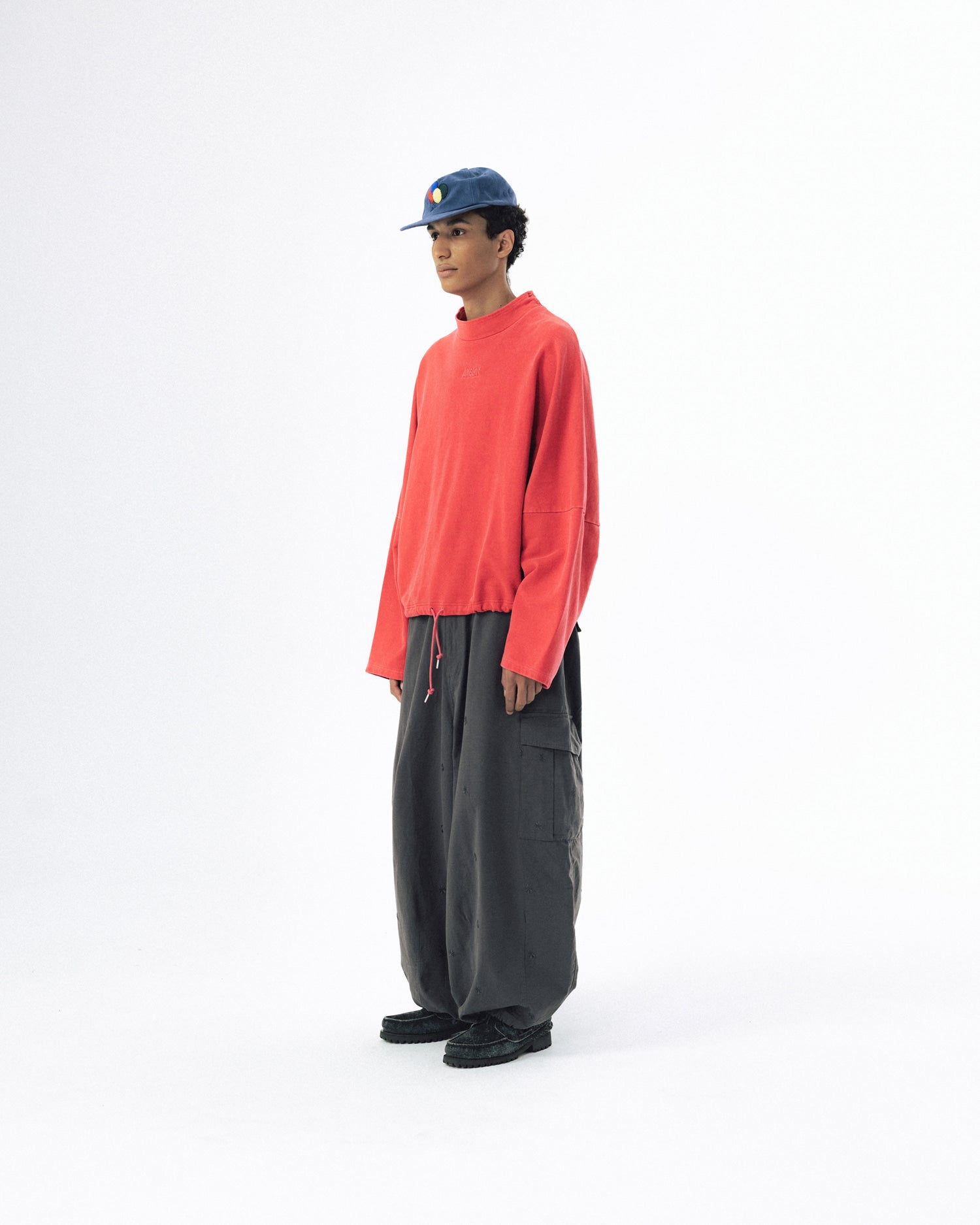 Pigment High-Neck Sweat Shirt - Washed Red