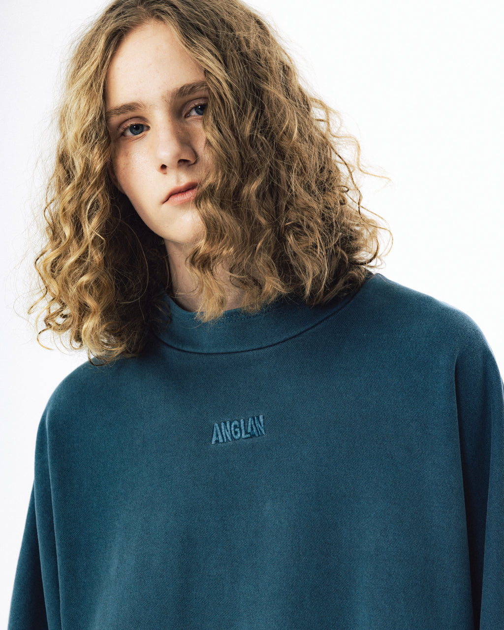 Pigment High-Neck Sweat Shirt - Washed Navy
