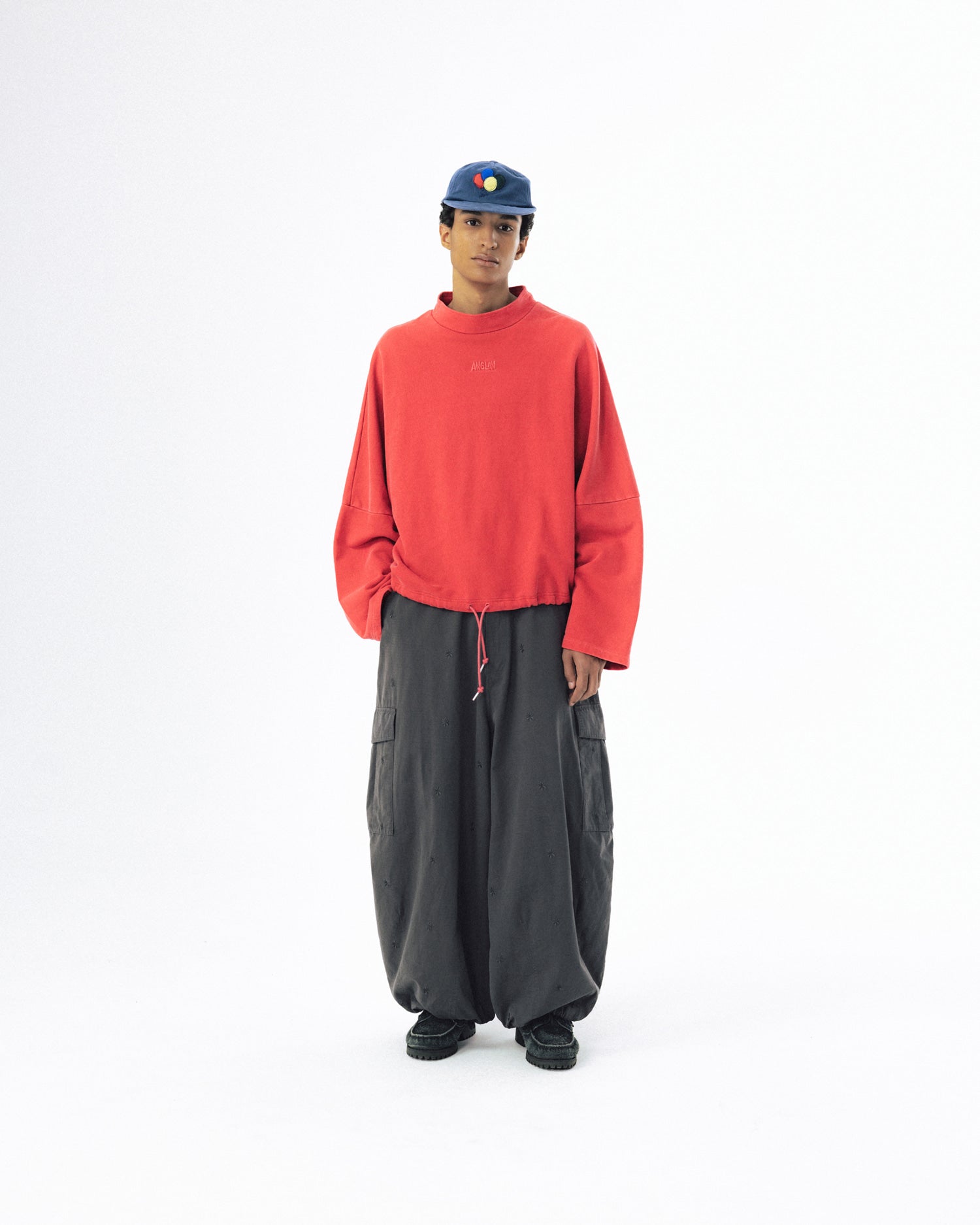 Pigment High-Neck Sweat Shirt - Washed Red