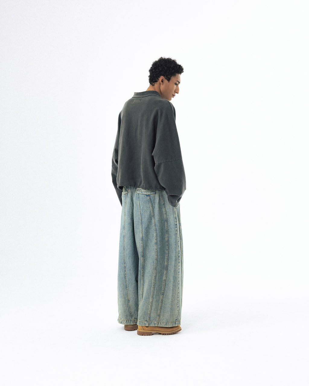 Pigment High-Neck Sweat Shirt - Washed Grey