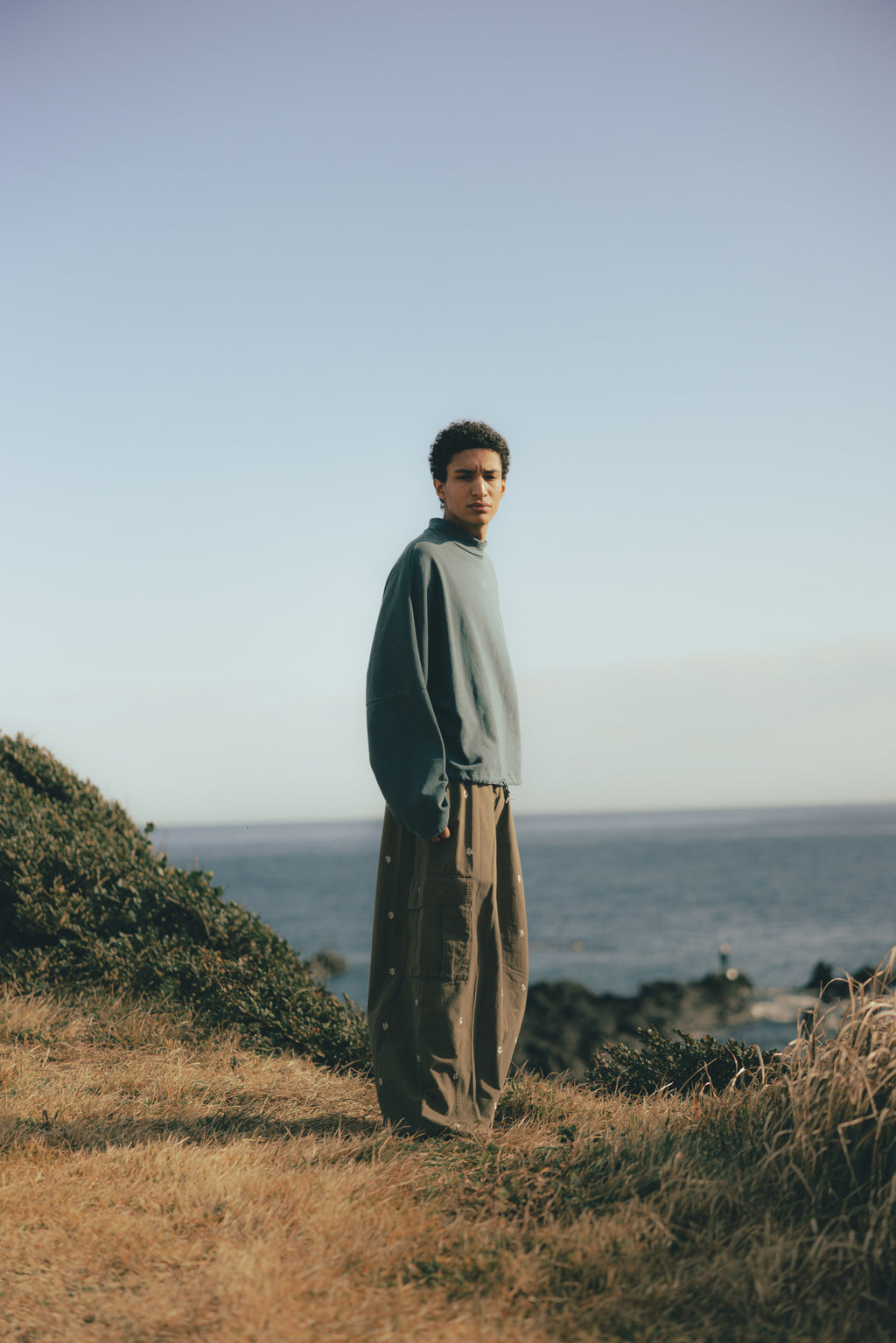 Pigment High-Neck Sweat Shirt - Washed Grey