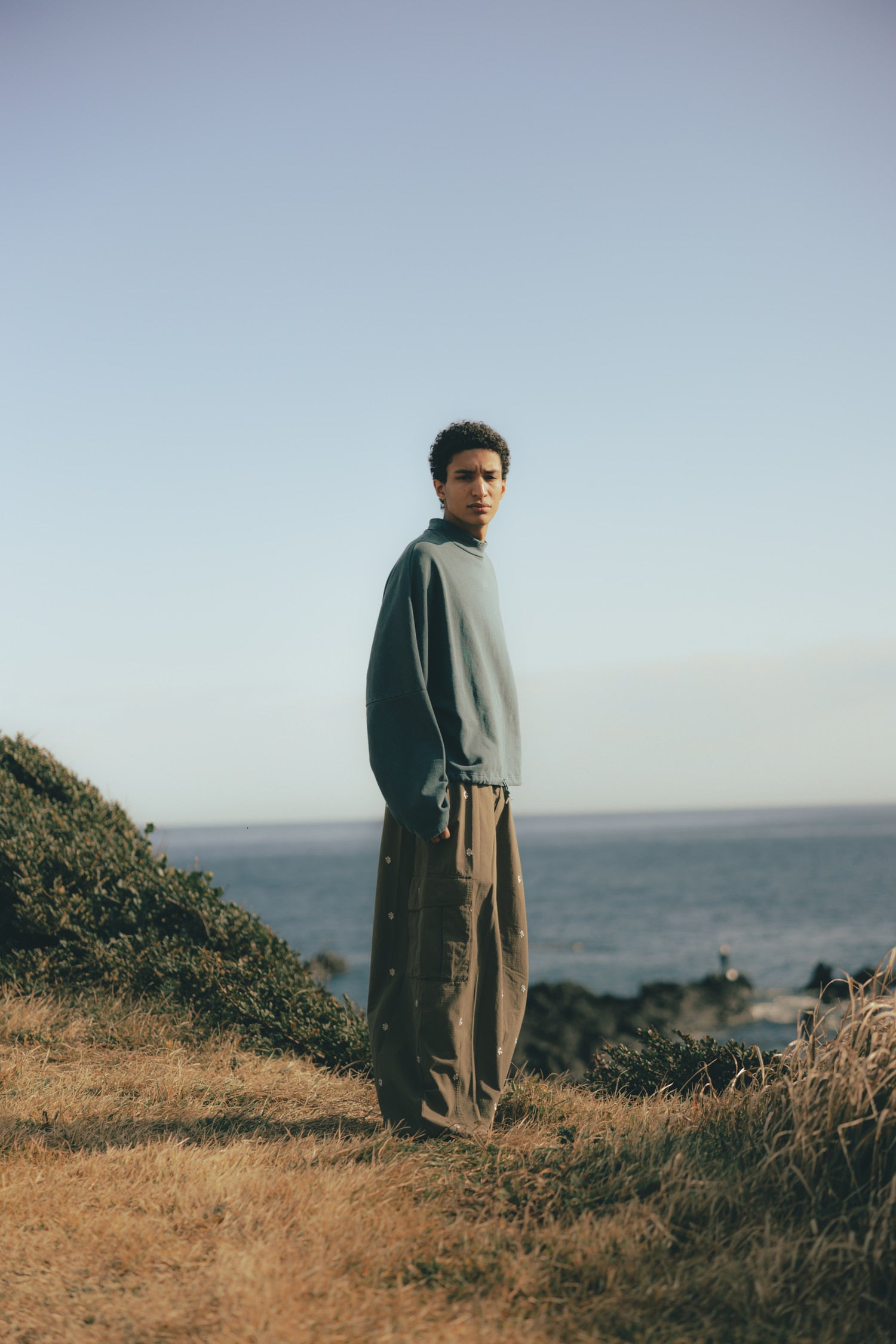 Pigment High-Neck Sweat Shirt - Washed Grey