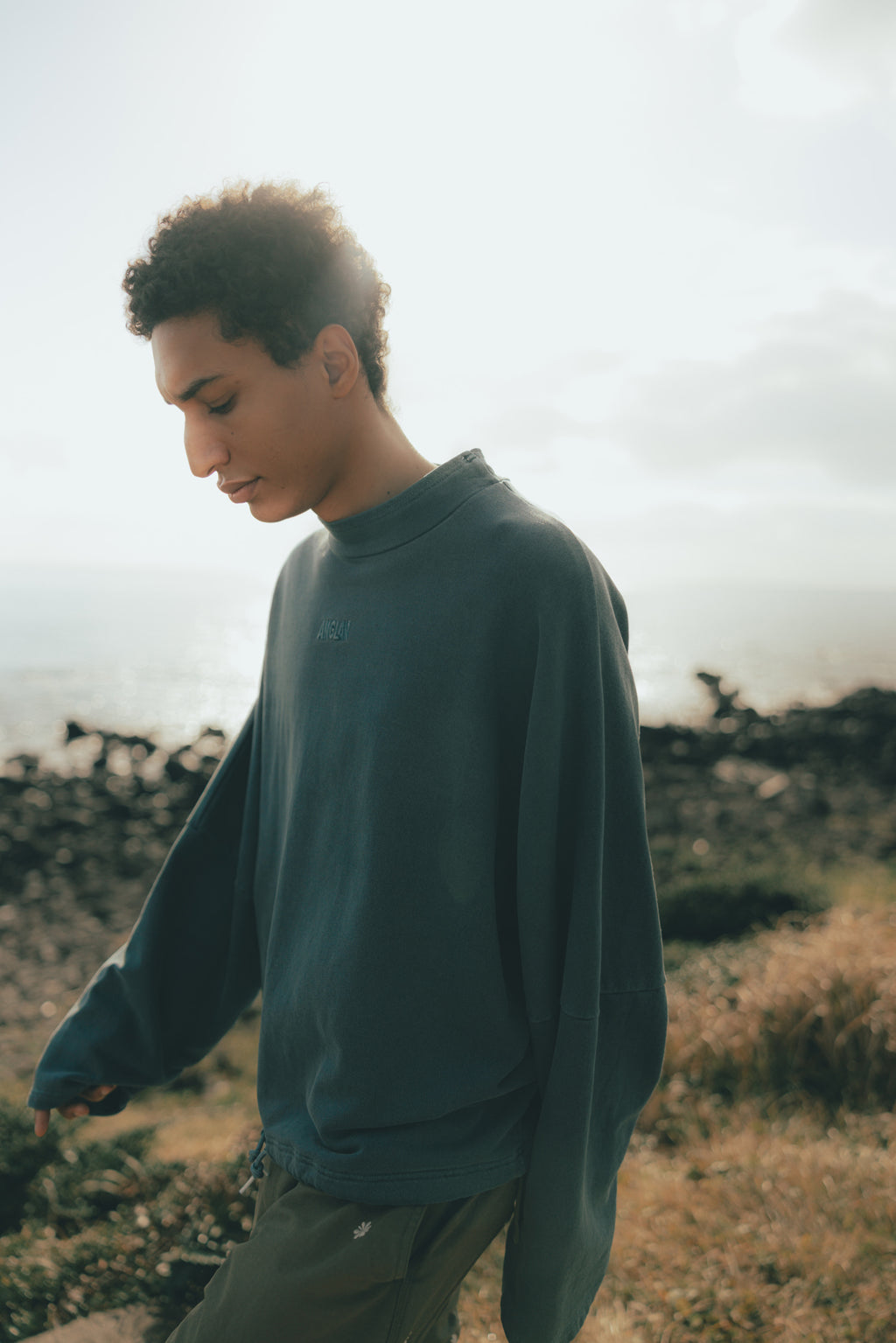 Pigment High-Neck Sweat Shirt - Washed Grey