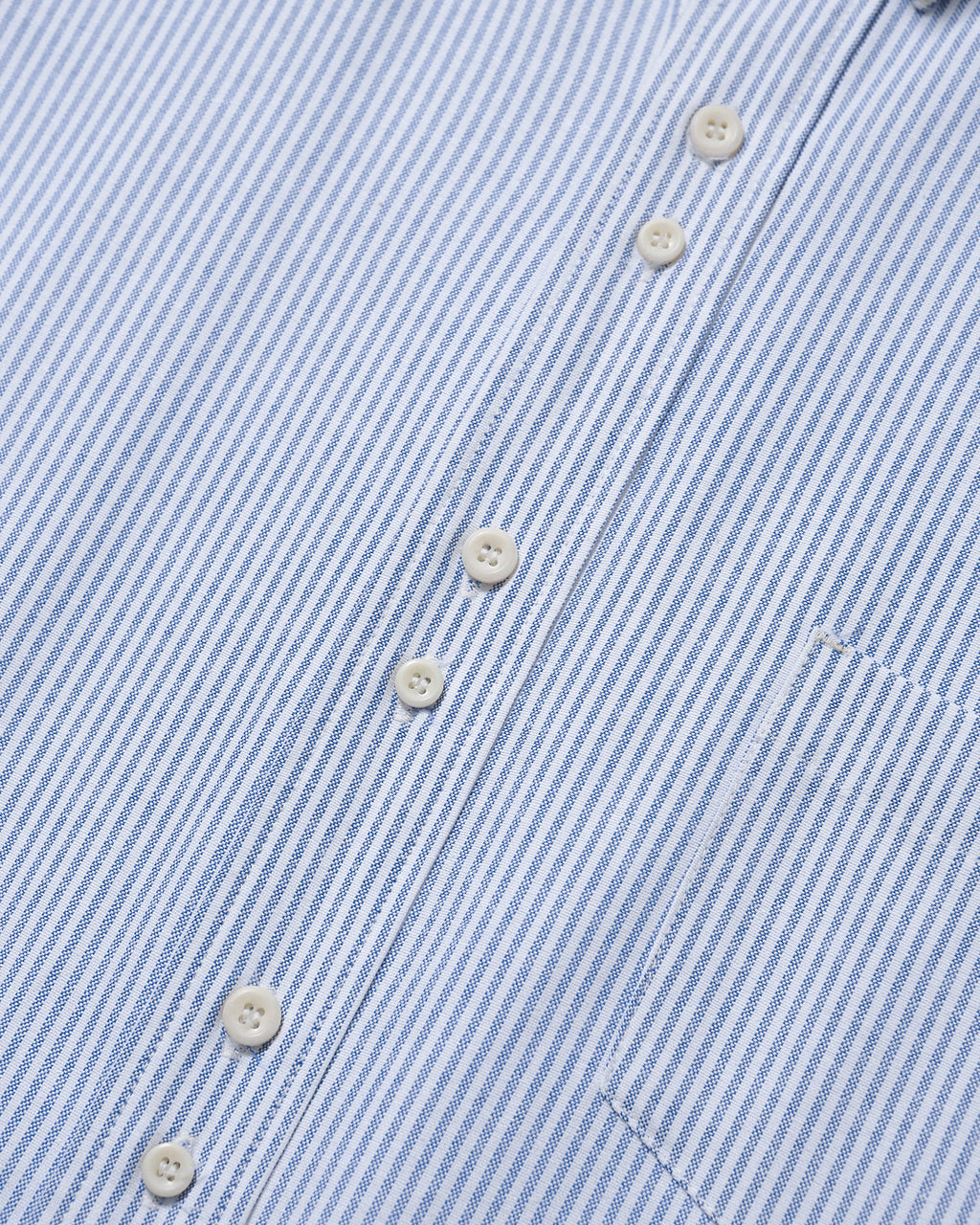 Double Button Striped Shirt - Blue