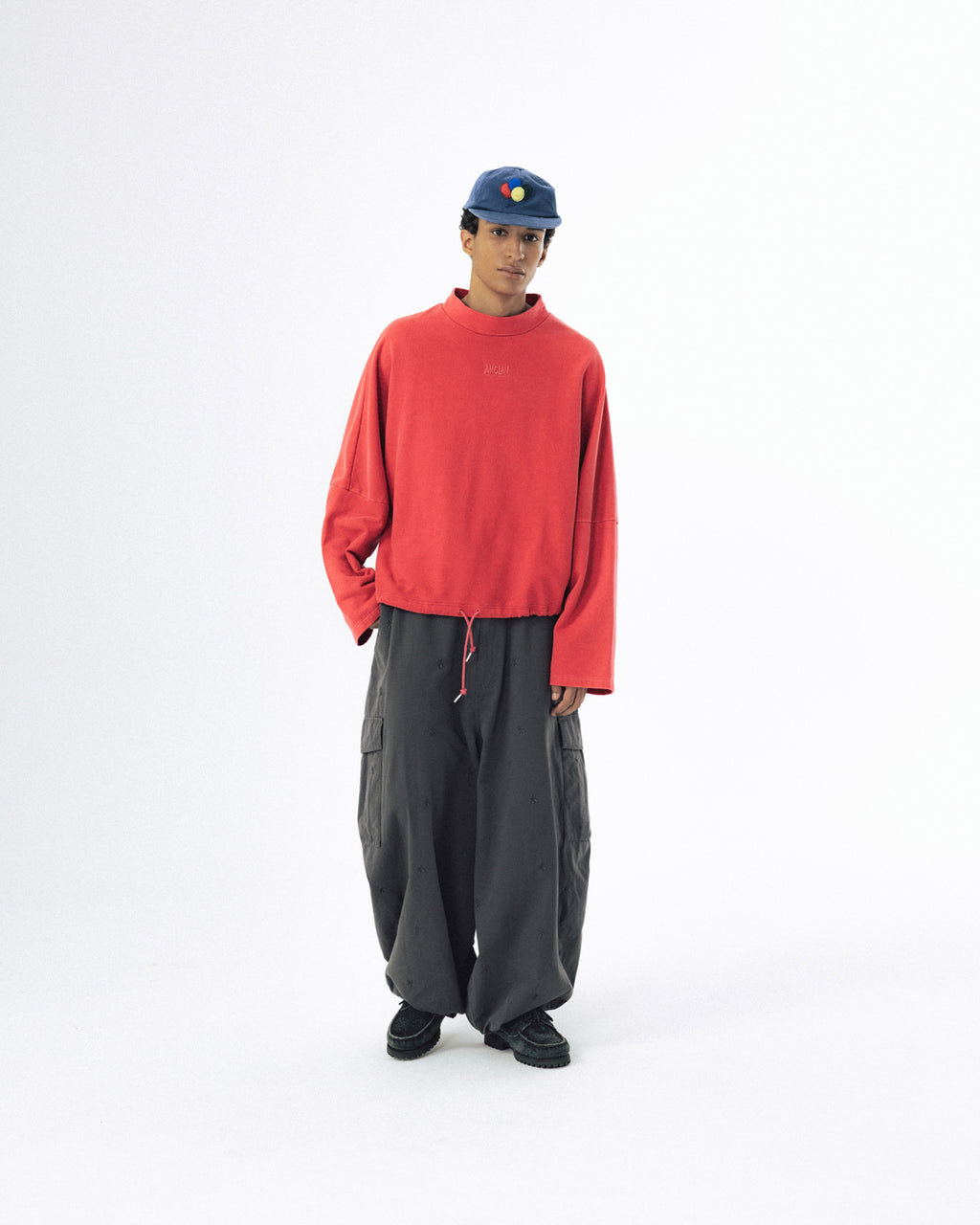 Pigment High-Neck Sweat Shirt - Washed Red