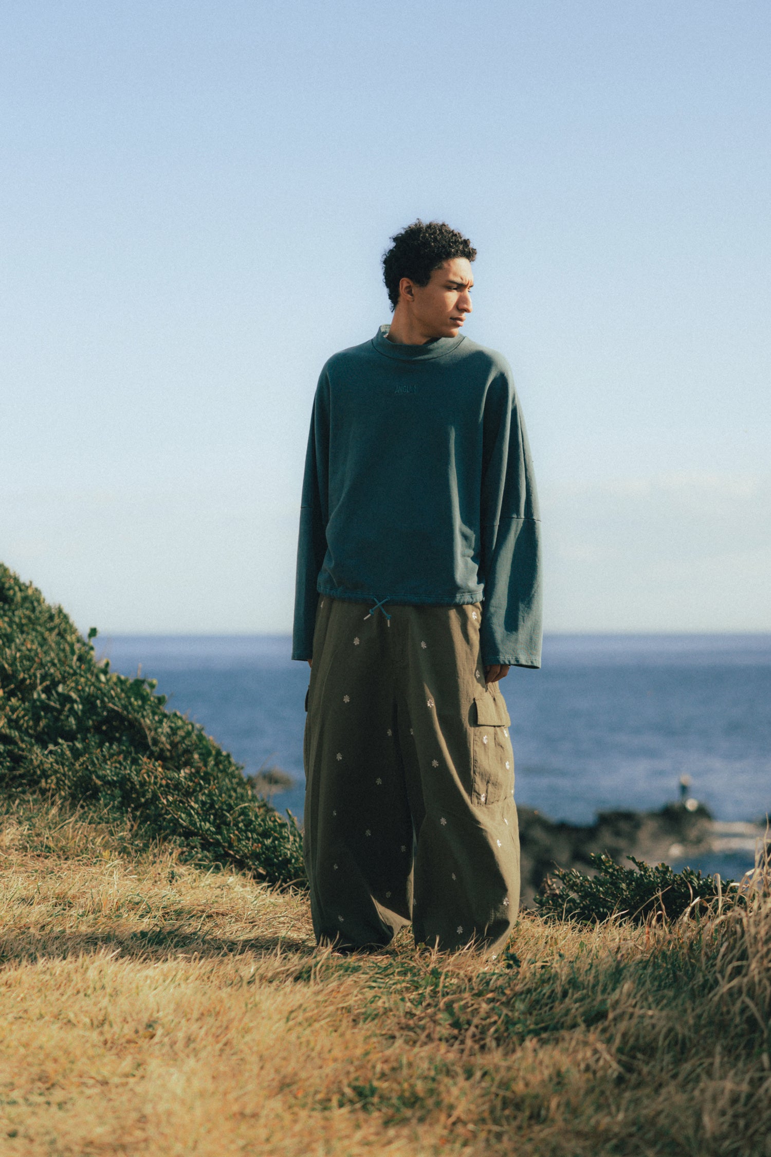 Pigment High-Neck Sweat Shirt - Washed Navy