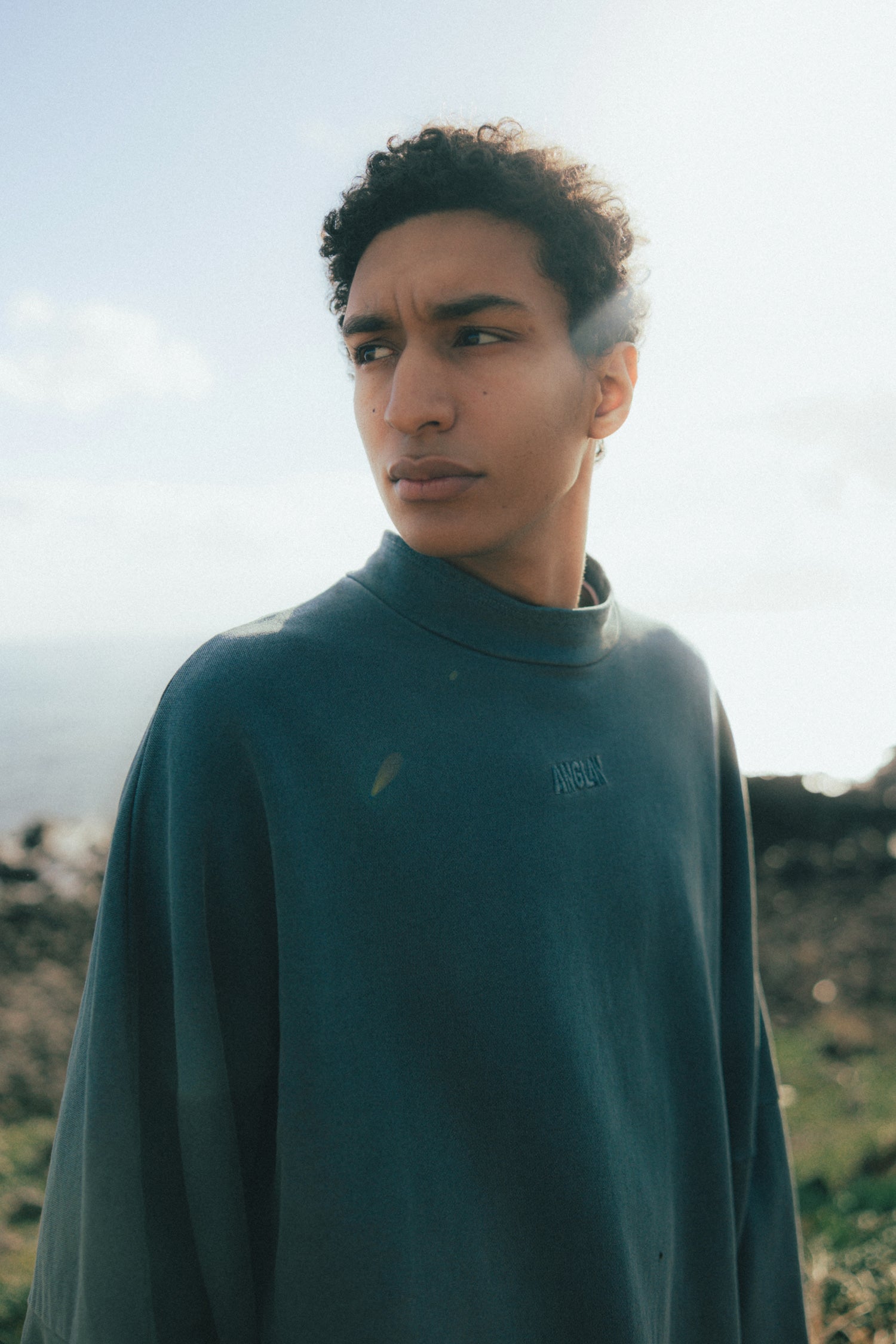 Pigment High-Neck Sweat Shirt - Washed Grey