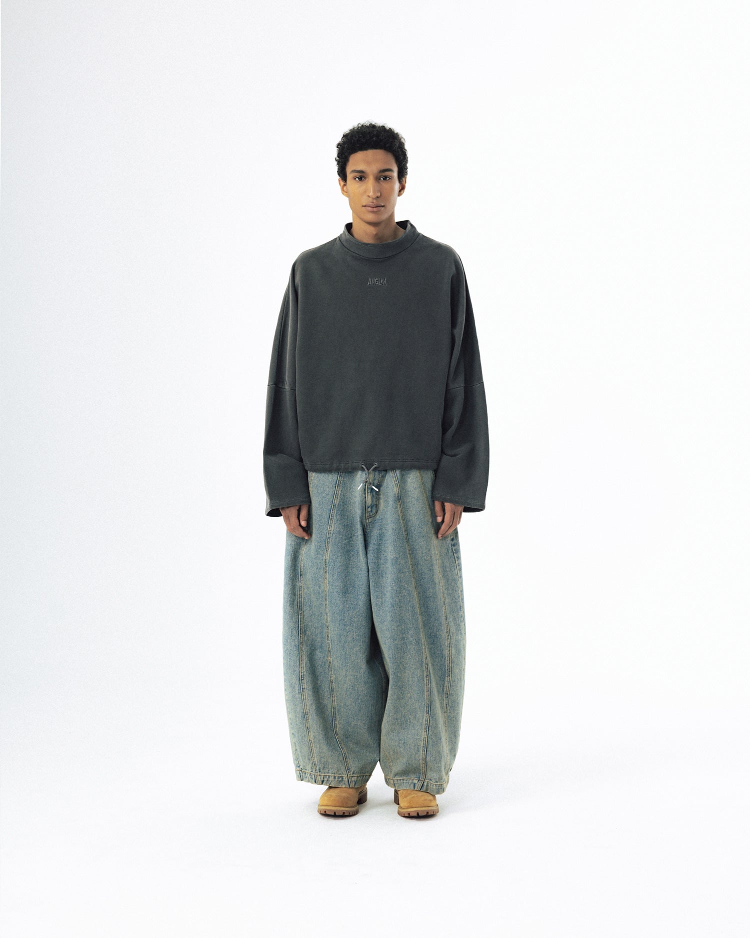 Pigment High-Neck Sweat Shirt - Washed Grey