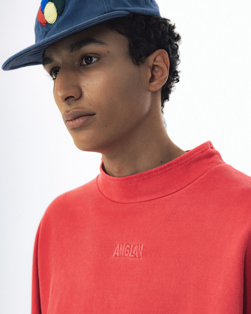 Pigment High-Neck Sweat Shirt - Washed Red
