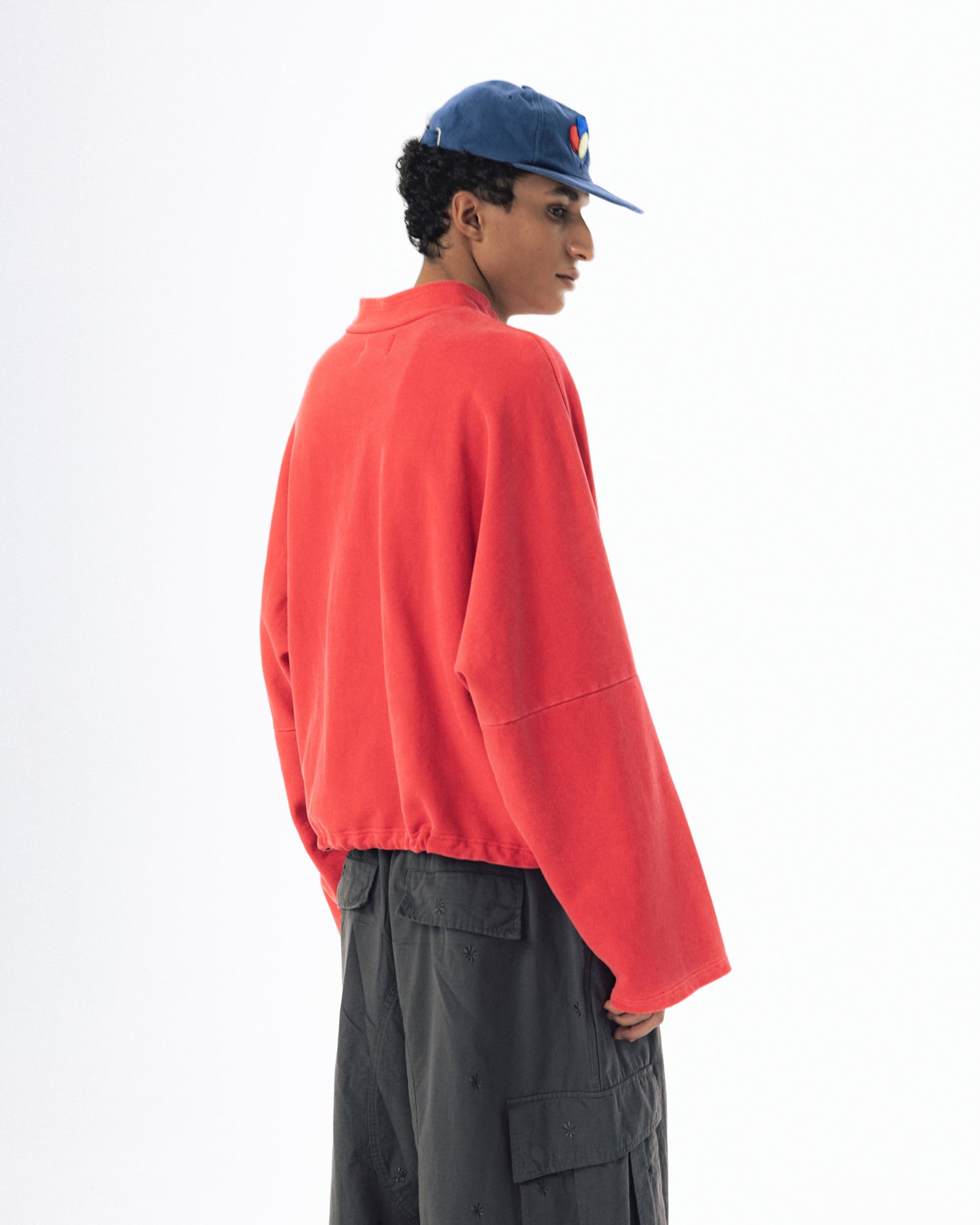 Pigment High-Neck Sweat Shirt - Washed Red