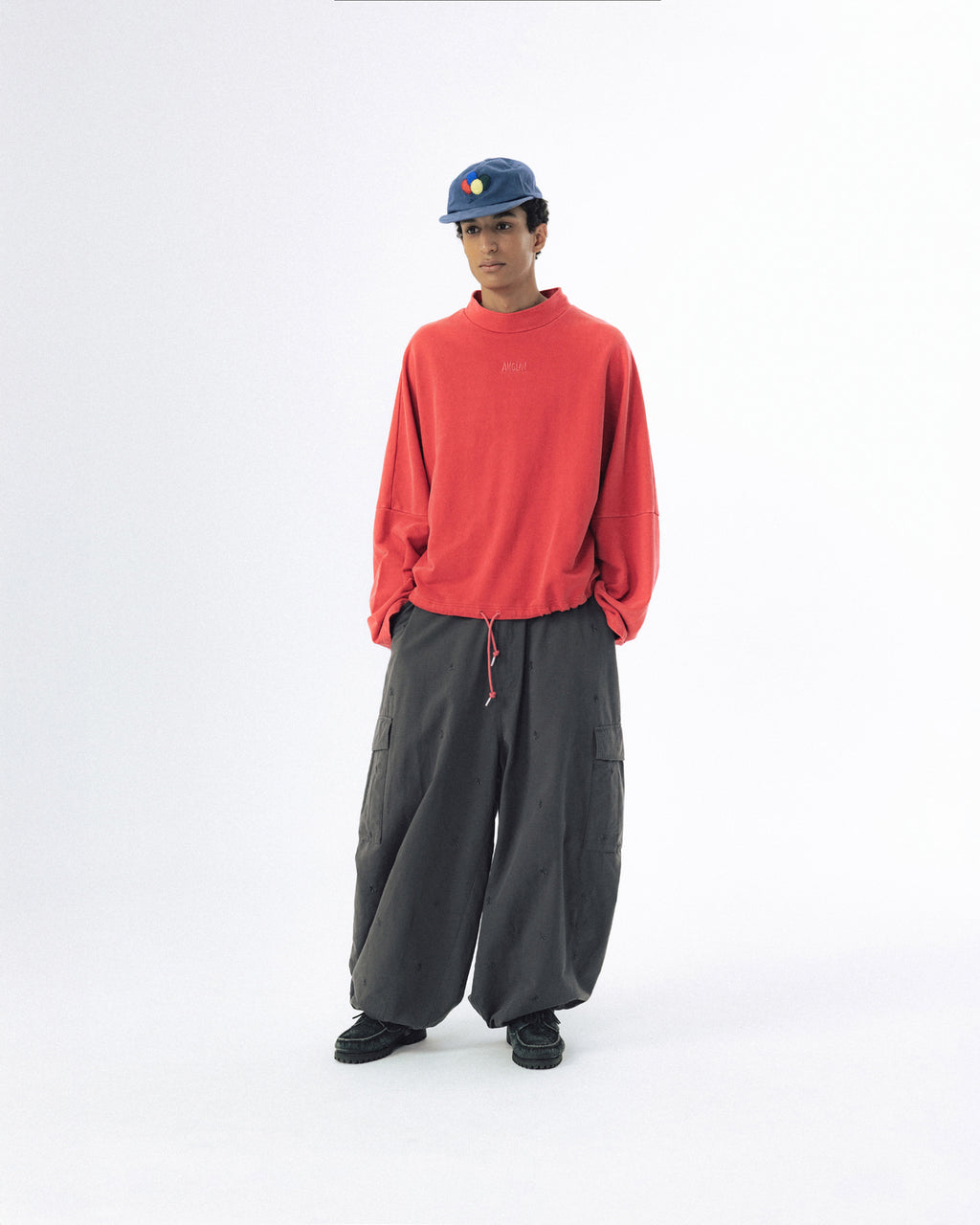 Pigment High-Neck Sweat Shirt - Washed Red