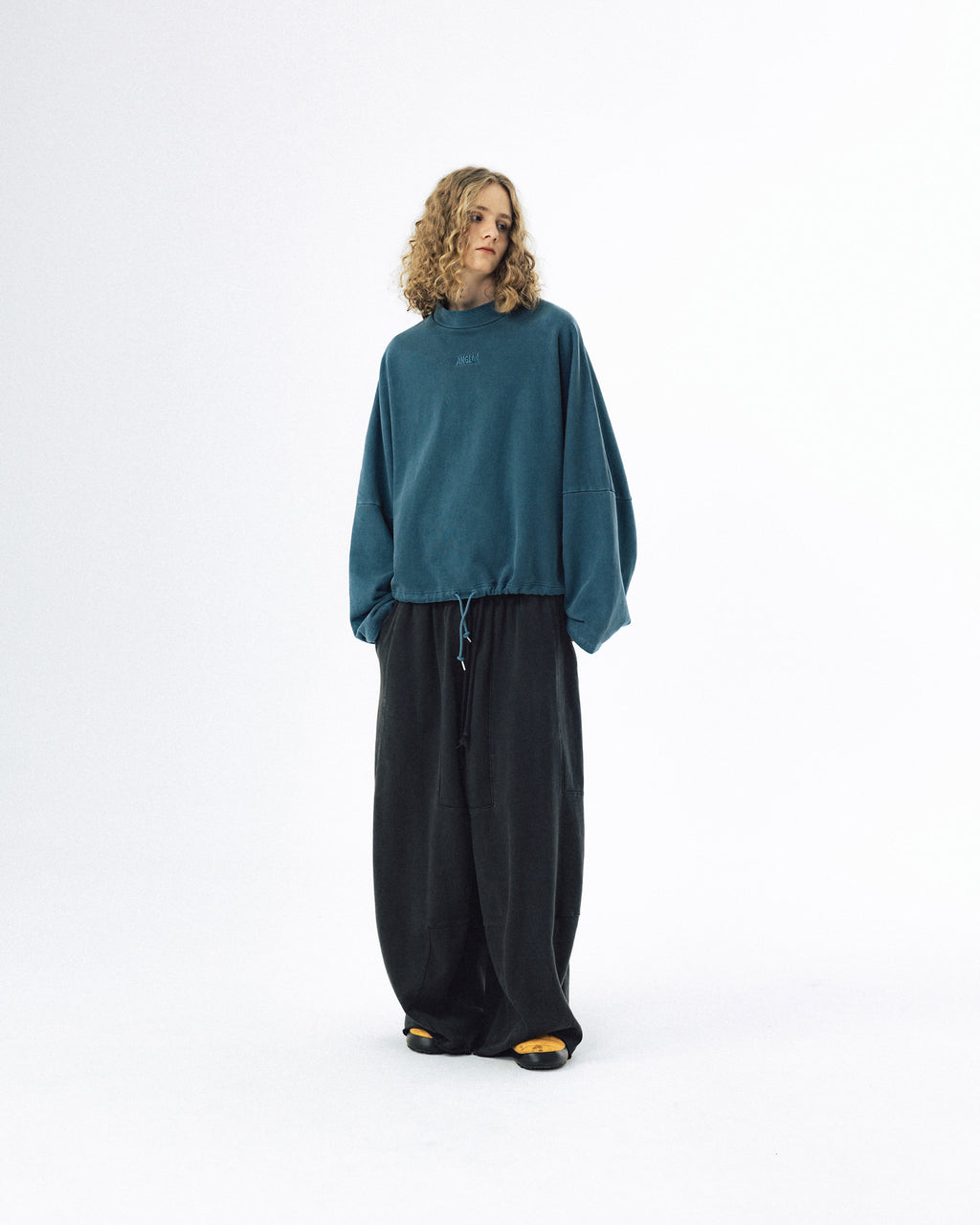 Pigment High-Neck Sweat Shirt - Washed Navy